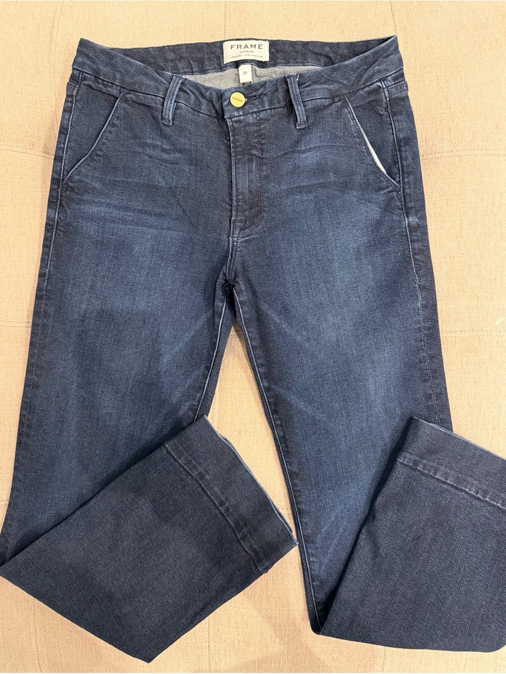 Frame Denim Straight-Leg Jeans in Dark Blue